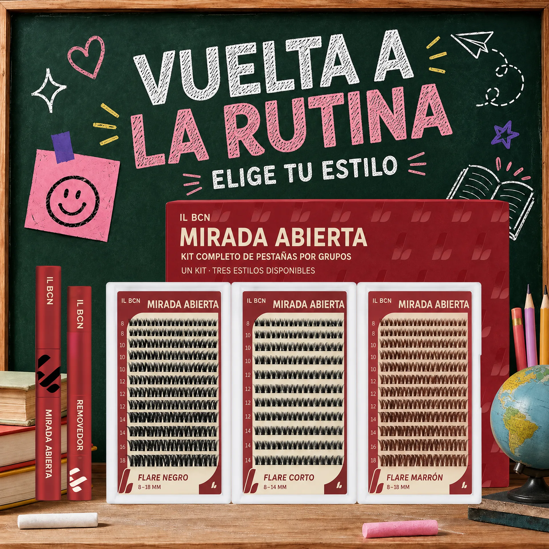 Tres estilos disponibles de Mirada Abierta: Flare Negro, Flare Corto y Flare Marrón