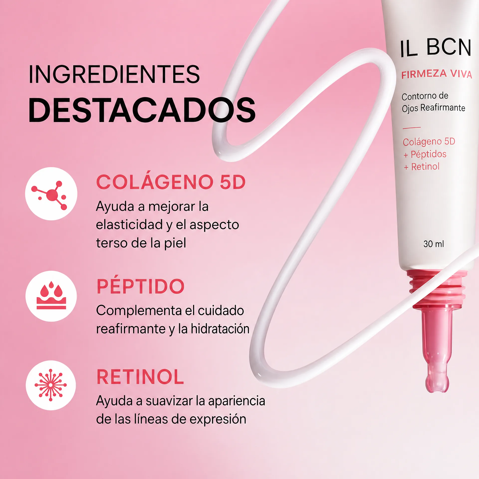 Colágeno 5D, péptidos y retinol del contorno Firmeza Viva