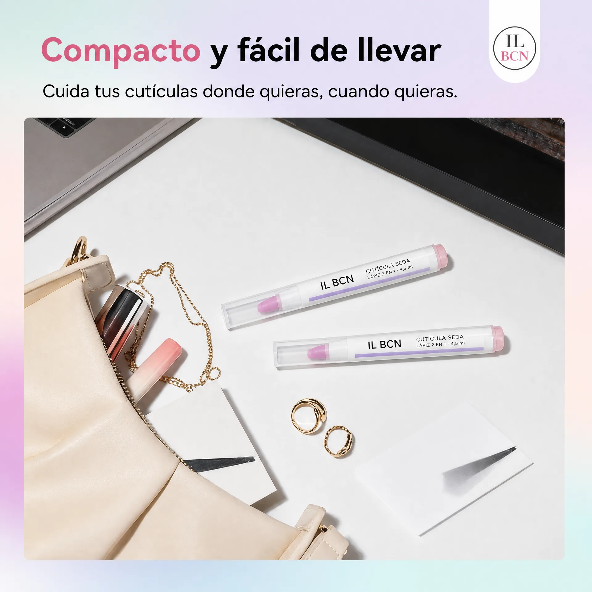 Dos lápices Cutícula Seda en un neceser