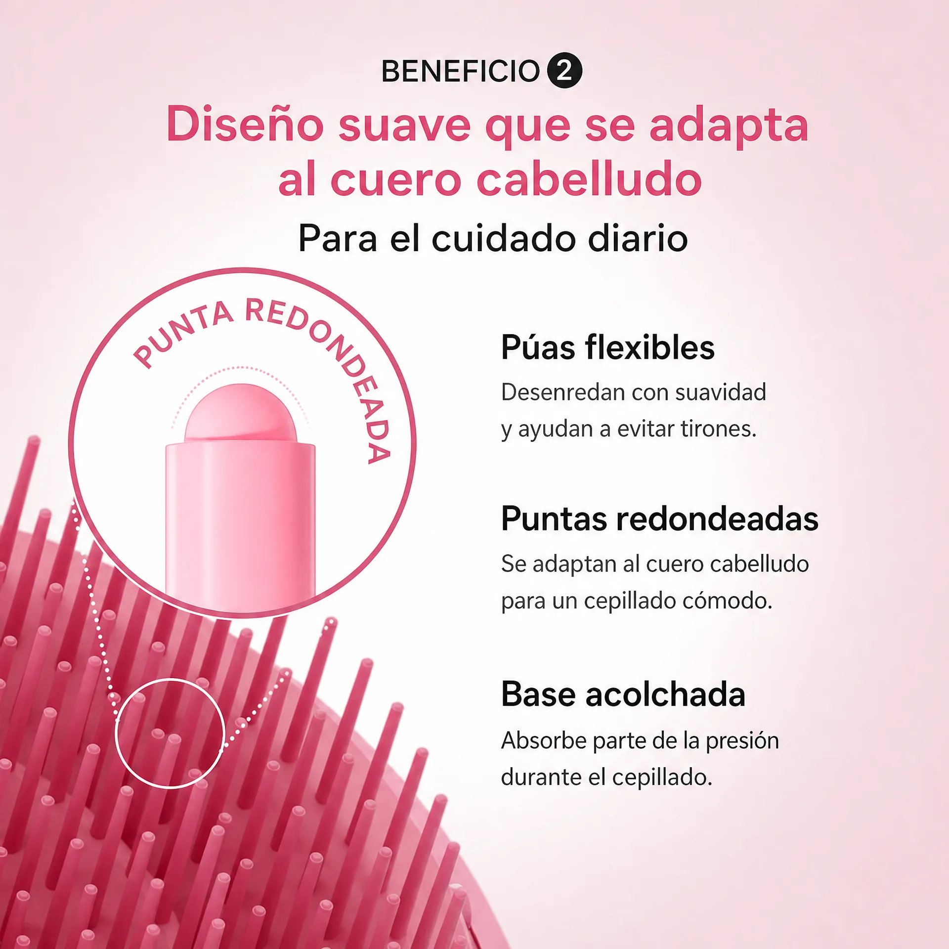Puntas redondeadas y base acolchada de Lazo Seda