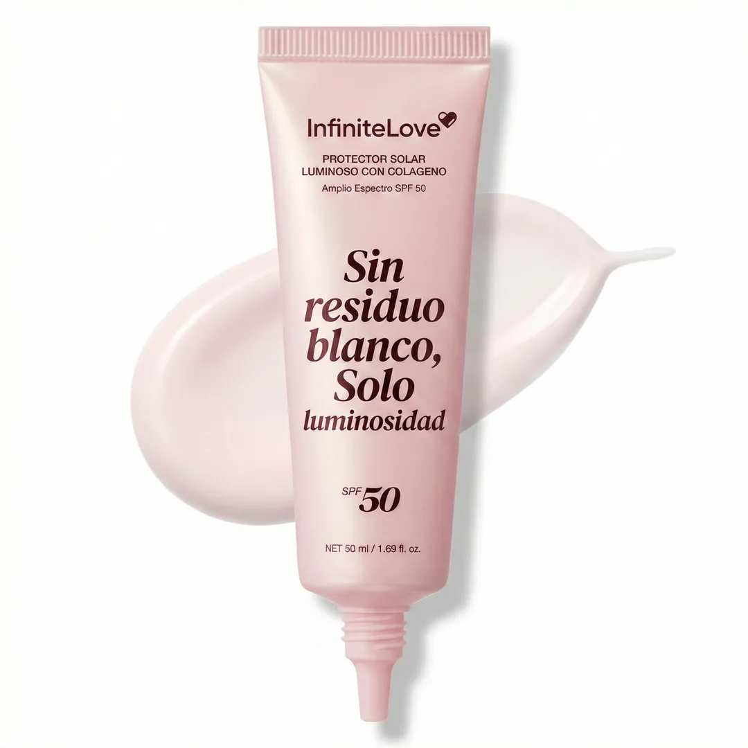 Protector Solar Glow con Colágeno SPF50 – Hidratación y Brillo Natural sin Residuo Blanco