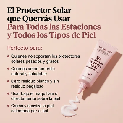 Protector Solar Glow con Colágeno SPF50 – Hidratación y Brillo Natural sin Residuo Blanco