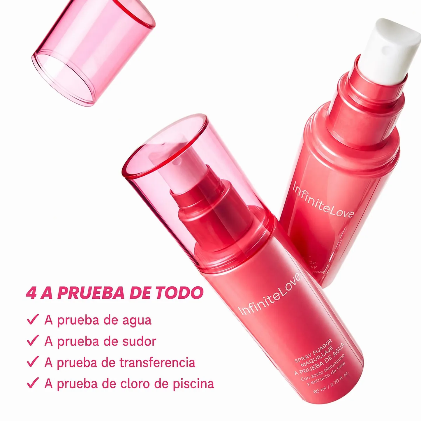 Spray Fijador de Maquillaje Waterproof 24H Bruma Microfina Resistente Agua Sudor Transferencia K-Beauty 80ml