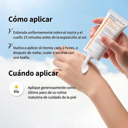 Protector Solar Coreano Facial SPF 50 'Invisible Fit' de Textura Ligera para Piel Sensible (Sin Rastro Blanco)