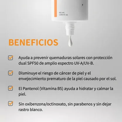 Protector Solar Coreano Facial SPF 50 'Invisible Fit' de Textura Ligera para Piel Sensible (Sin Rastro Blanco)
