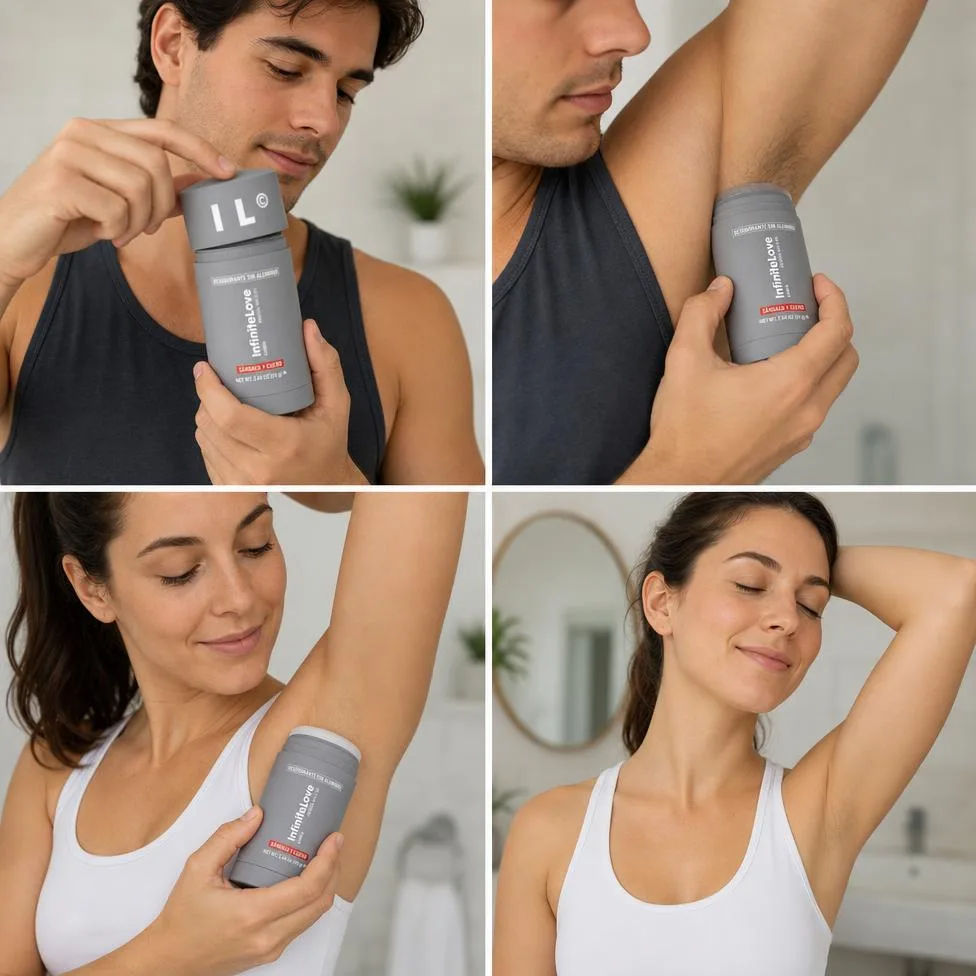 Desodorante Sin Aluminio Frescura Todo el Día Sándalo y Cuero Dermatológico 75g
