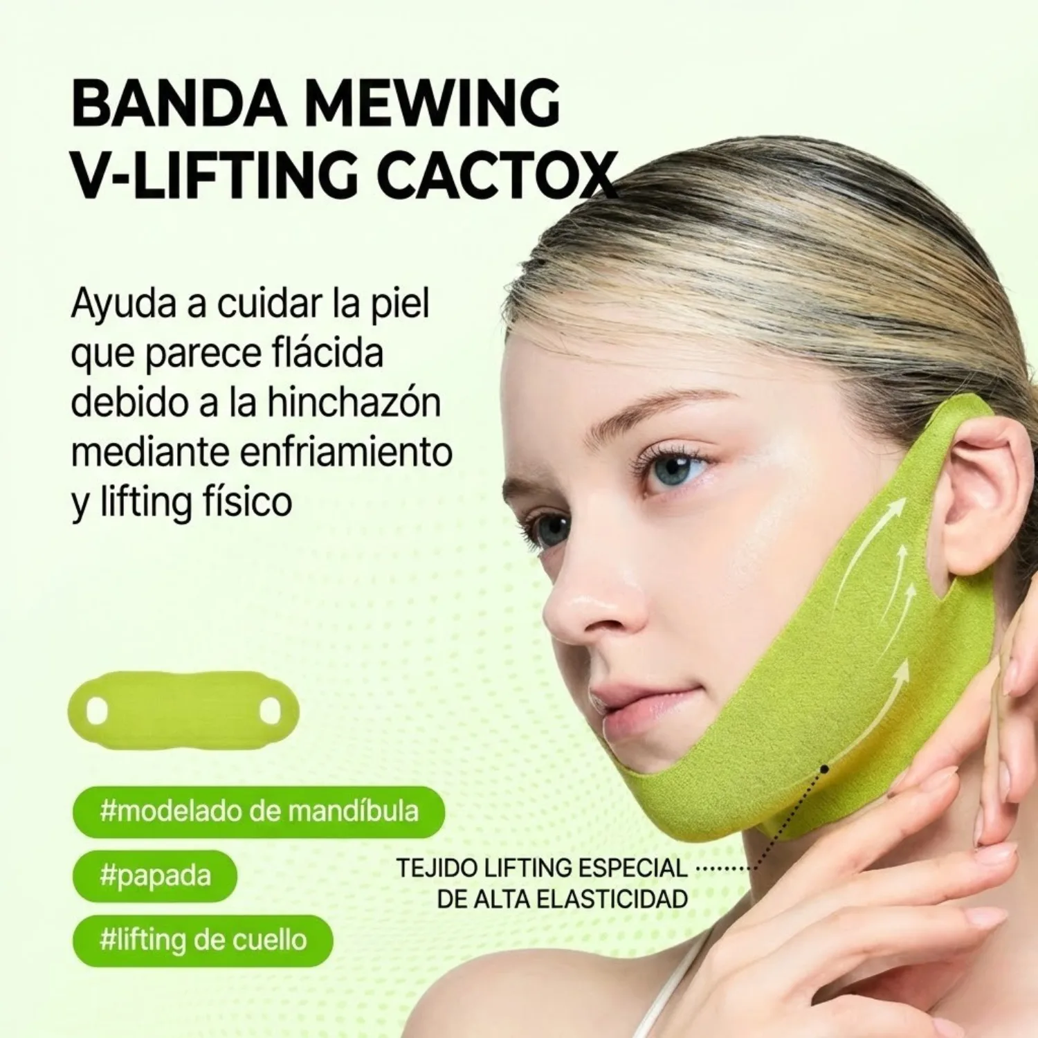 Mascarilla Facial 'V-Up' de Hidrogel Refrescante para Reducir Papada, Desinflamar y Definir el Contorno (Efecto Lifting)