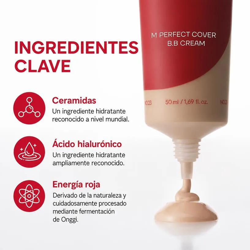 Crema BB Cobertura Perfecta SPF 42 — Ácido Hialurónico + Ceramidas 50 ml