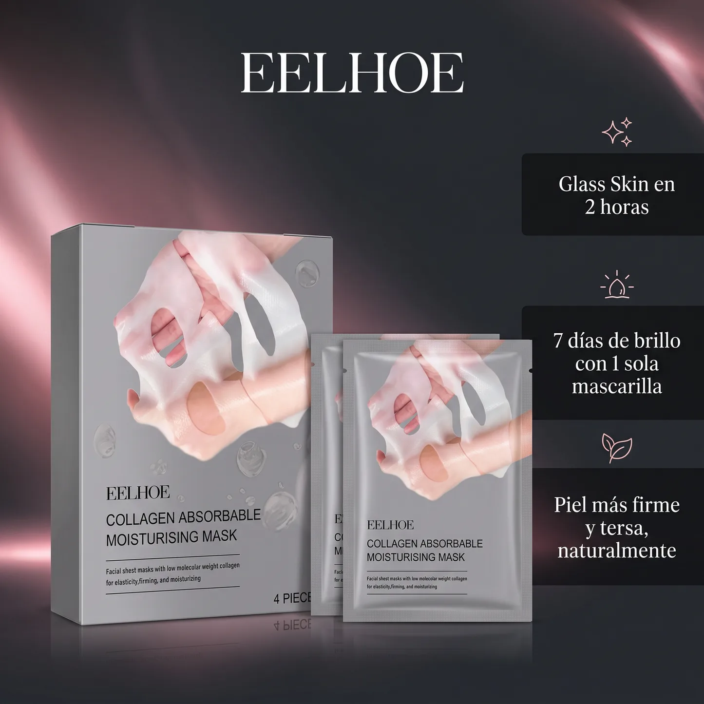 Mascarilla facial de hidrogel y acabado luminoso de la piel