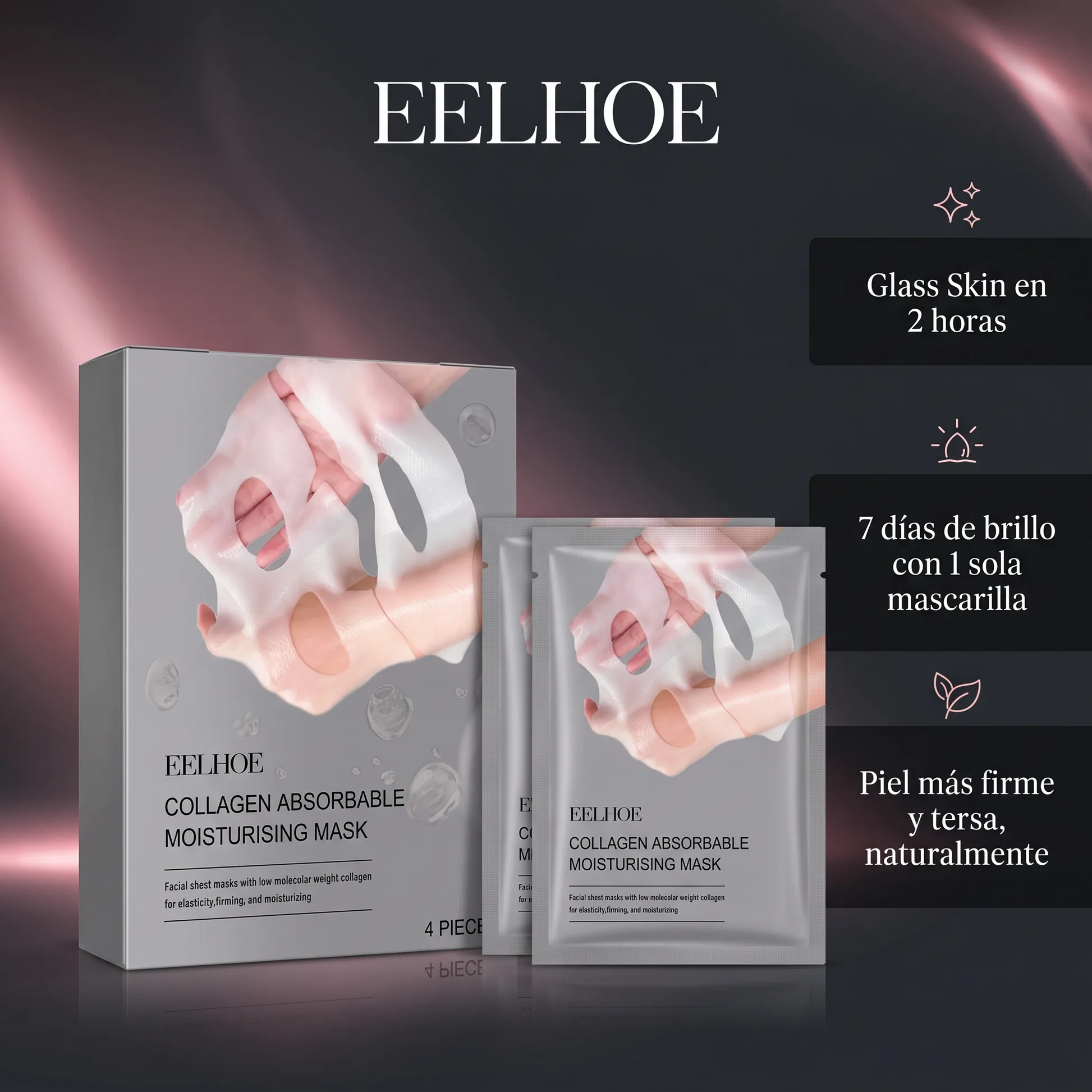 Mascarilla facial de hidrogel y acabado luminoso de la piel