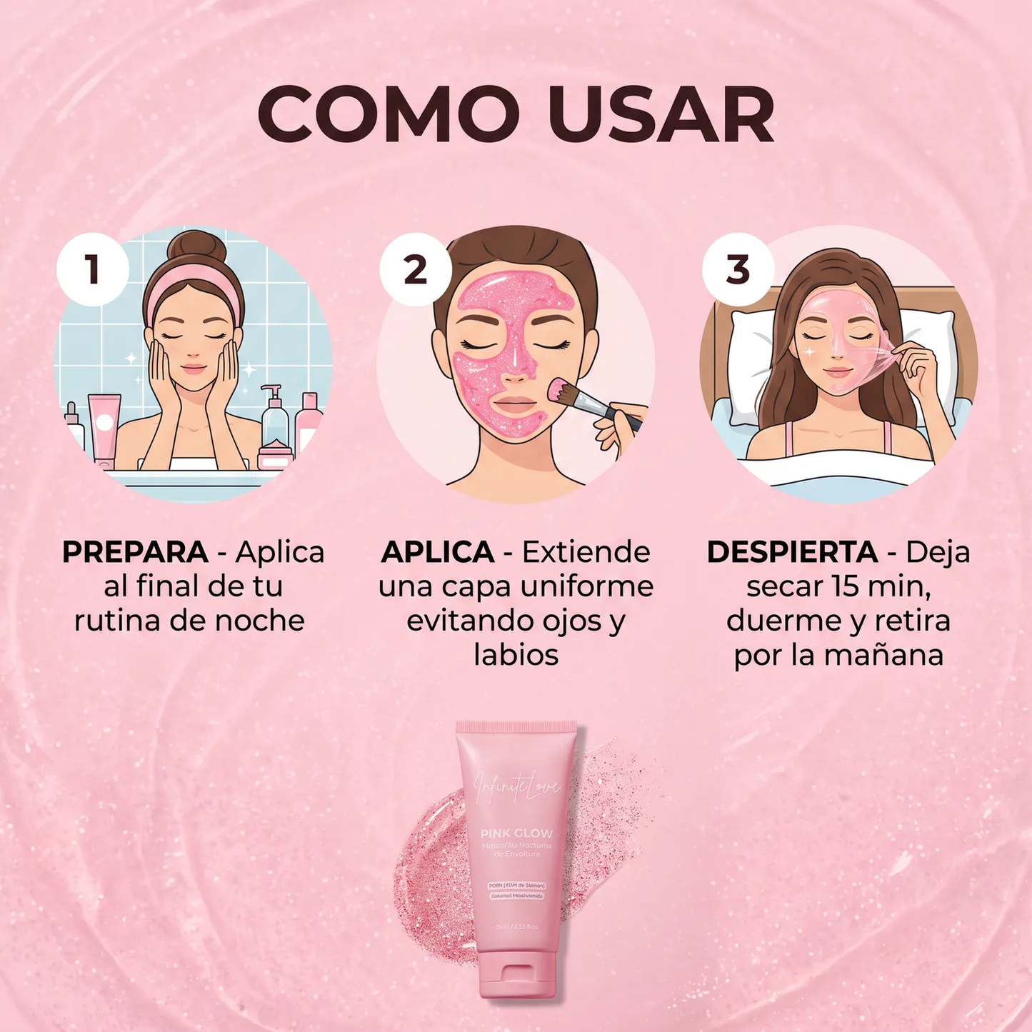 Pink Glow - Mascarilla Nocturna de Envoltura con PDRN y Cafeína 75ml
