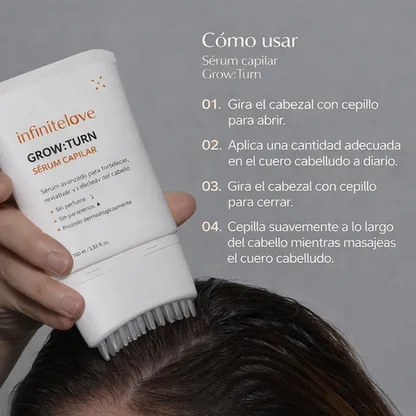 Suero Estimulador de Crecimiento Capilar con Cepillo Masajeador Integrado para Frenar la Caída y Engrosar el Cabello