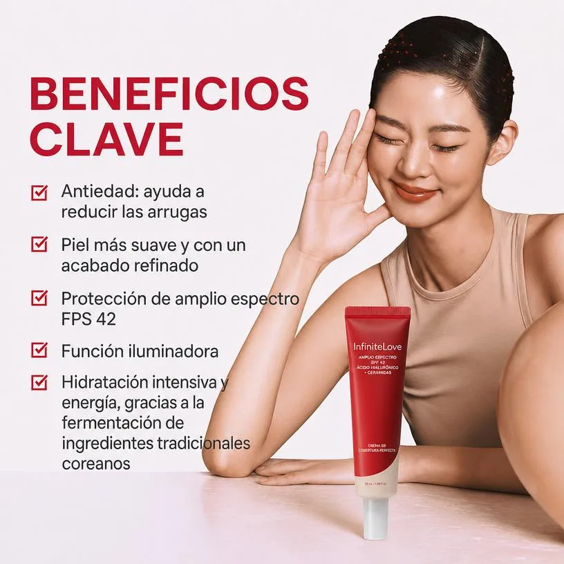 Crema BB Cobertura Perfecta SPF 42 — Ácido Hialurónico + Ceramidas 50 ml