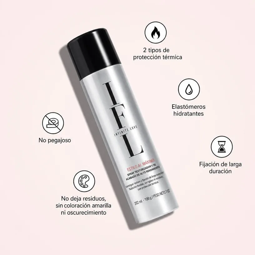 Spray Texturizador Estilo al Máximo — Volumen y Textura con Protección Térmica 262 ml