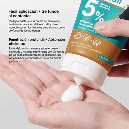 Crema Capilar Minoxidil 5% Queratina Tratamiento Anticaída Masaje Cuero Cabelludo 85ml