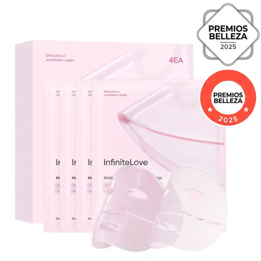 Mascarilla Gel Colageno Rosa PDRN Salmon Hidrogel Cambia de Color Efecto Glass Skin K-Beauty 4 Uds