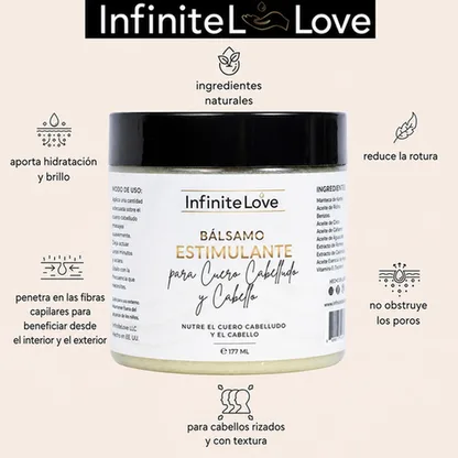 Balsamo Estimulante Cuero Cabelludo y Cabello Manteca Karite Mango Romero Menta 100% Natural 177ml