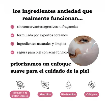 Ingredientes cosméticos destacados en una presentación de la mascarilla