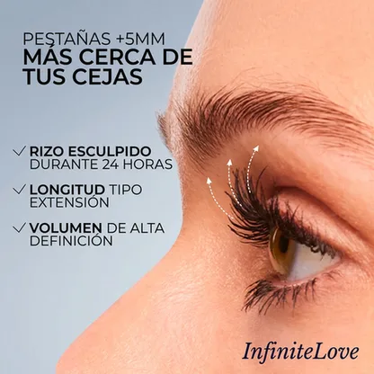 Pestañas maquilladas con efecto visual de longitud, curvatura y volumen