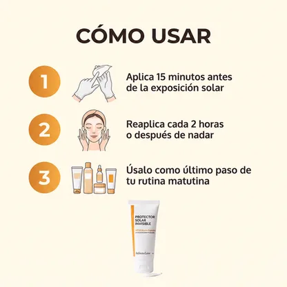 Protector Solar Invisible SPF50 Amplio Espectro para Rostro y Cuerpo 50ml