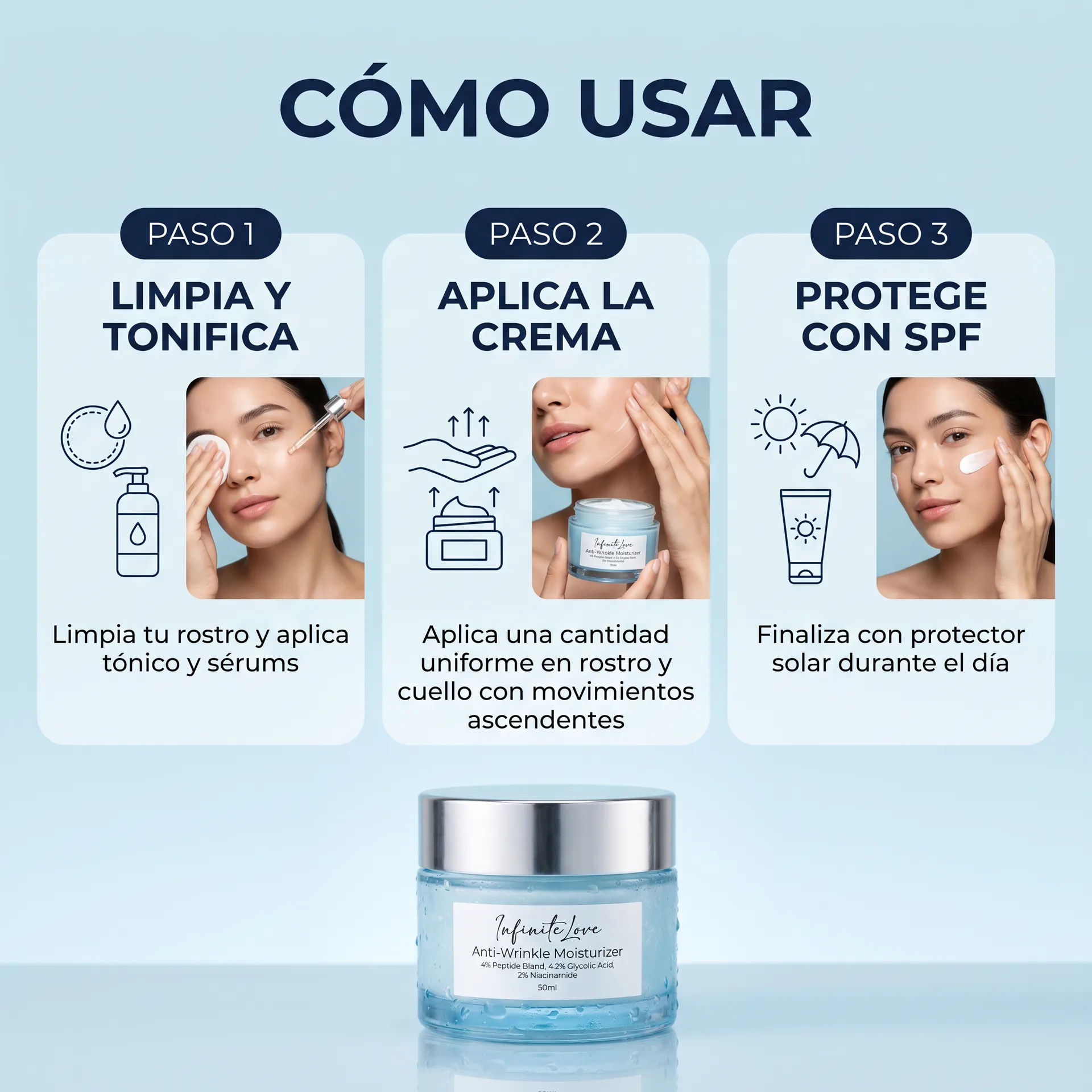 Cómo usar la crema antiarrugas InfiniteLove