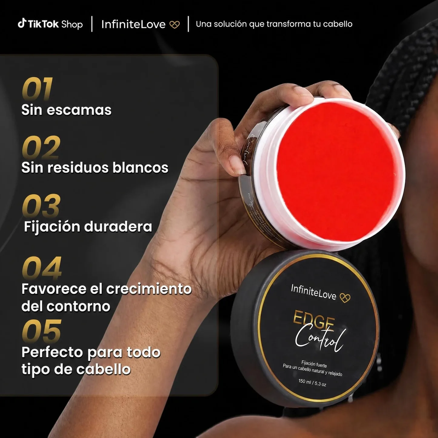 Edge Control Fijacion Fuerte Bordes Definidos Aceite Argan Ricino Sin Parabenos Cabello Natural 150ml
