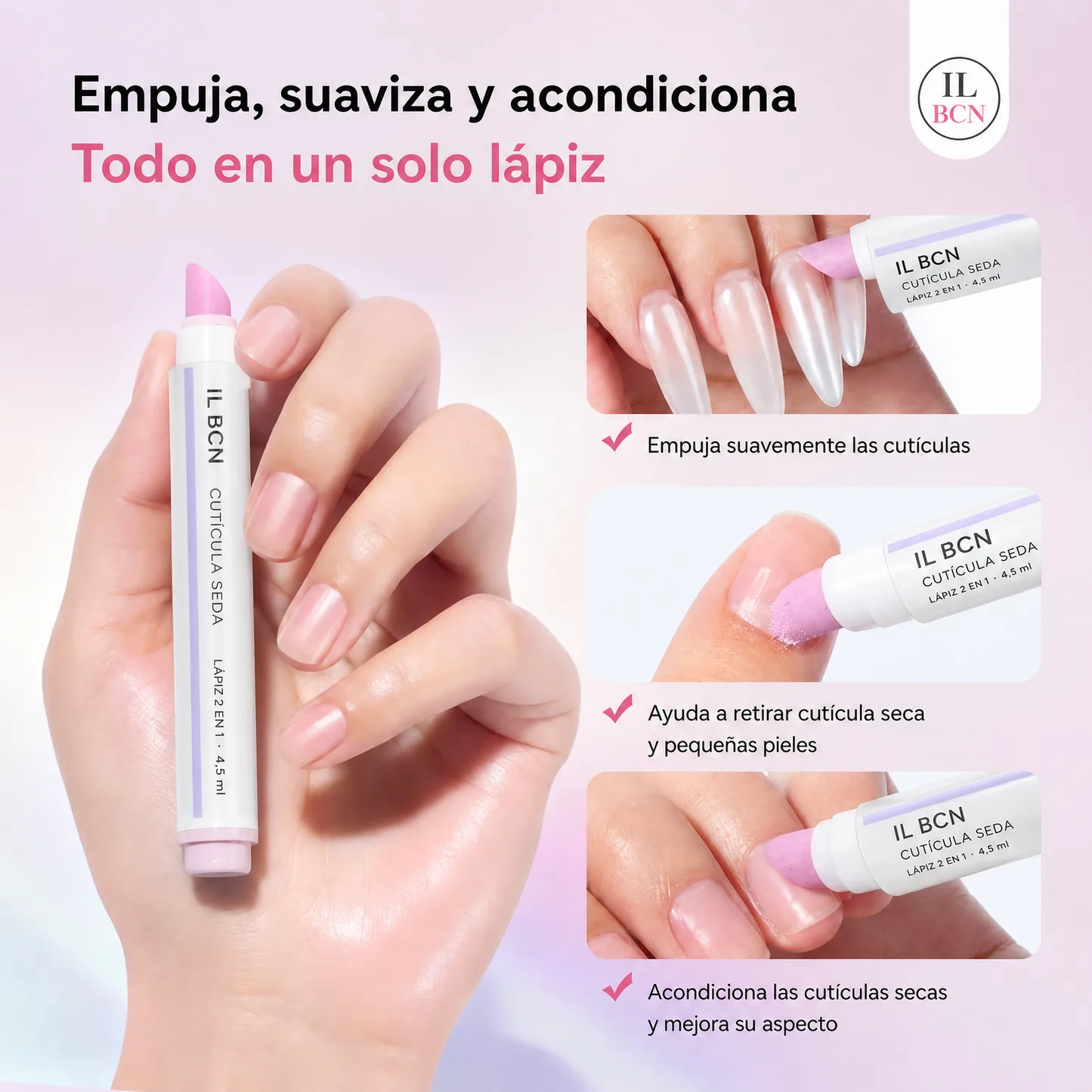 Cutícula Seda — Lápiz 2 en 1 para Cutículas · Pack de 2