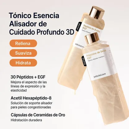 Tónico Alisante Intensivo Silk Peptide EGF Efecto Lifting Anti-Edad Ceramidas K-Beauty 300ml