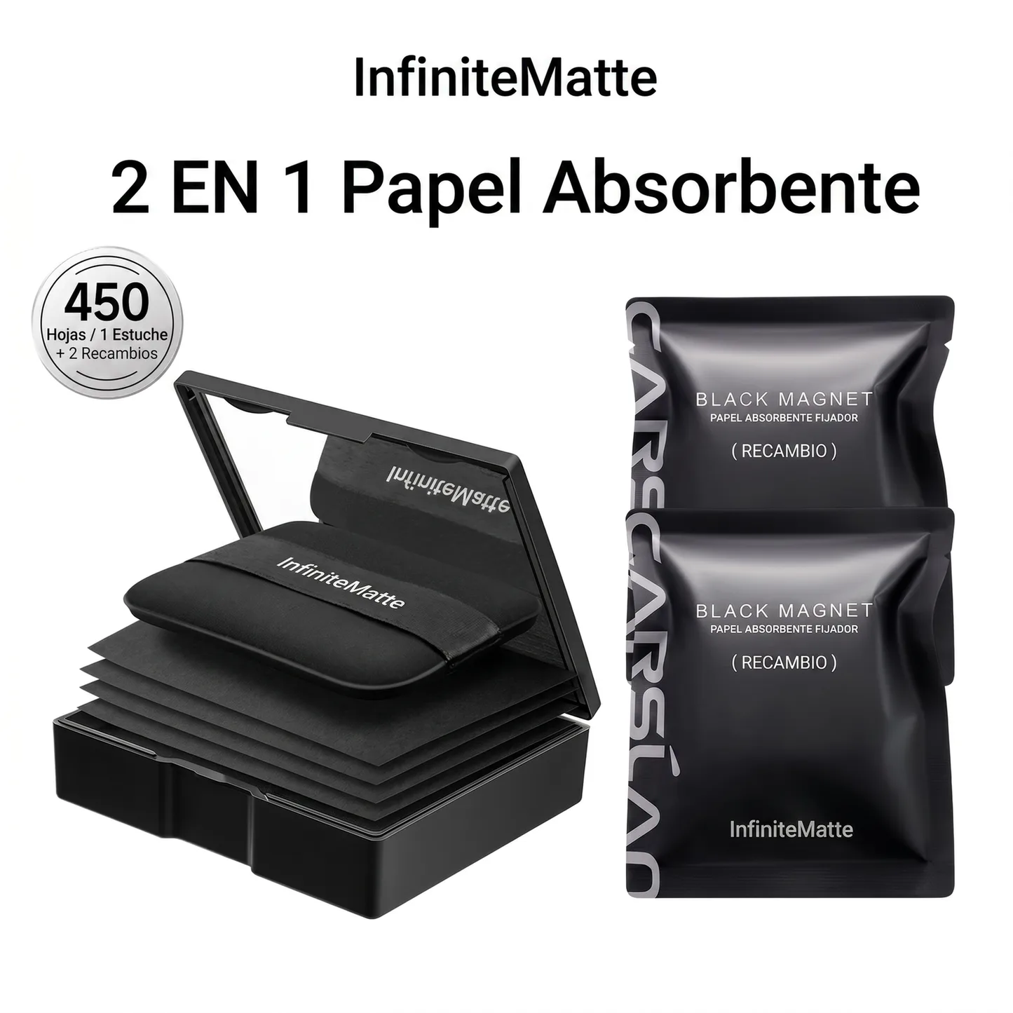 InfiniteMatte - Papeles Absorbentes de Grasa 2 en 1