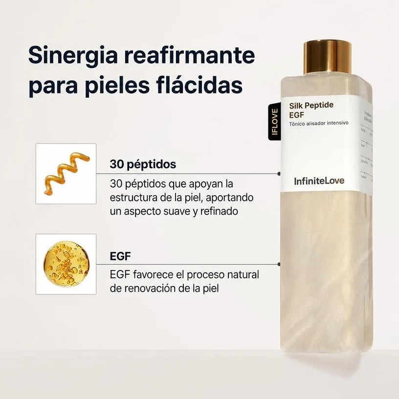 Tónico Alisante Intensivo Silk Peptide EGF Efecto Lifting Anti-Edad Ceramidas K-Beauty 300ml
