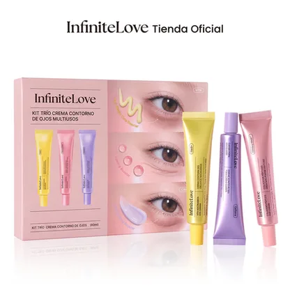 Kit Trio Crema Contorno de Ojos Multiusos Niacinamida Caviar PDRN Colageno Peptidos K-Beauty 3x30ml