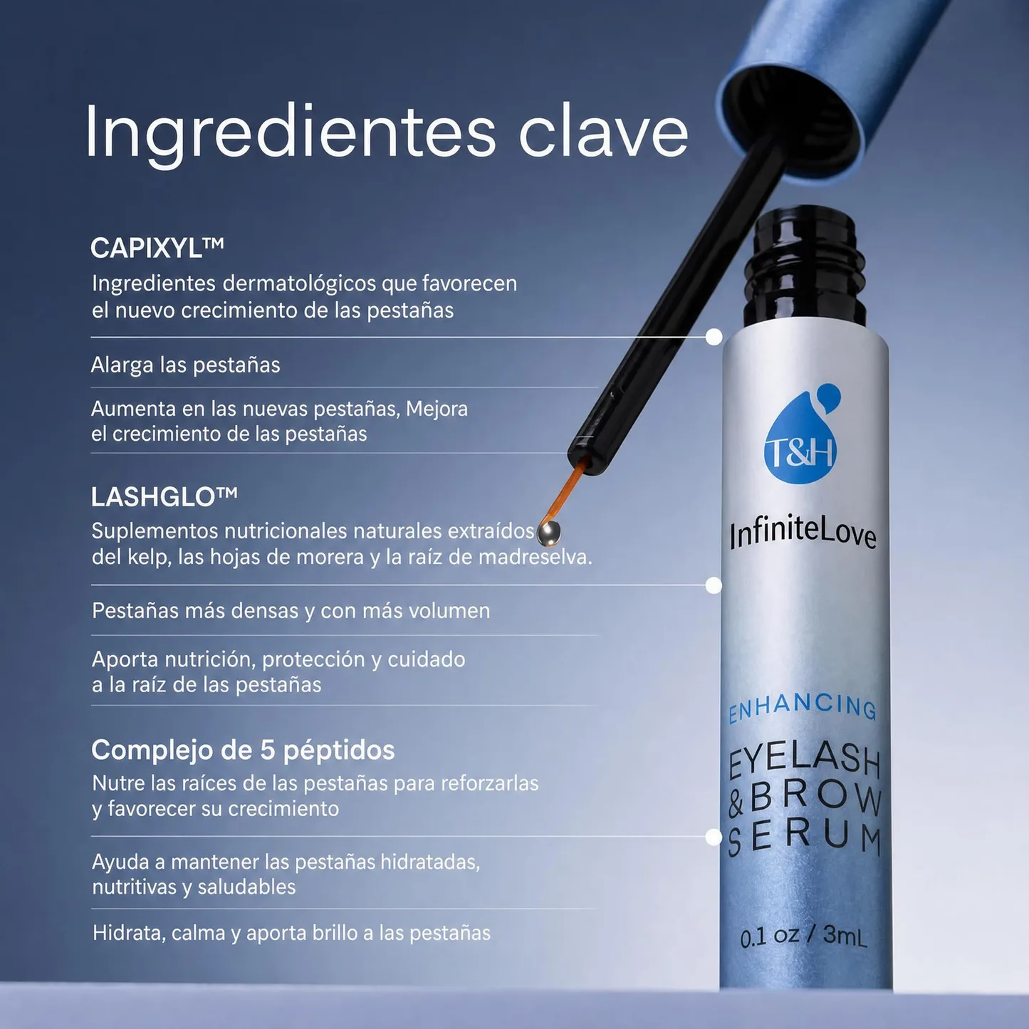 Serum Potenciador Pestanas y Cejas Capixyl Peptidos Sin Prostaglandinas Hipoalergenico K-Beauty 3ml