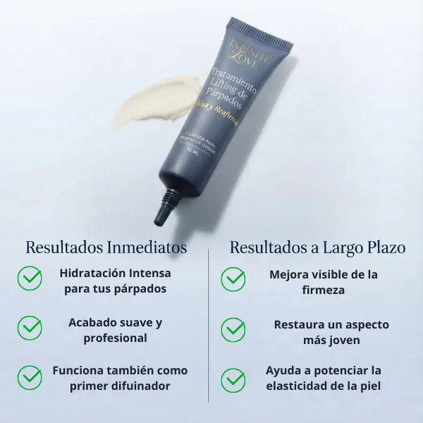 Funciones cosméticas de InfiniteLid para hidratación, suavidad y preparación del párpado