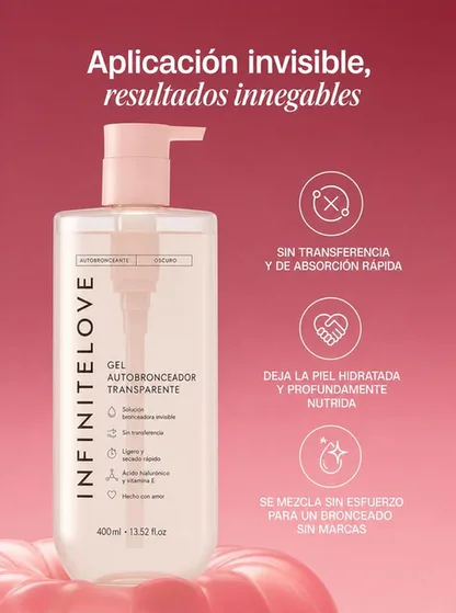 Gel Autobronceante Transparente — Cero Transferencia con Ácido Hialurónico 400ml