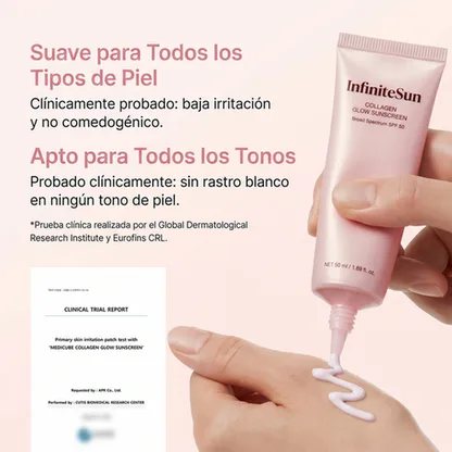 InfiniteSun - Protector Solar Facial Colágeno y Glow SPF 50
