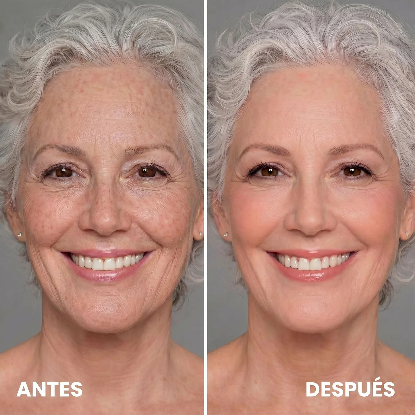 Antes y Después - Mujer pelo plateado