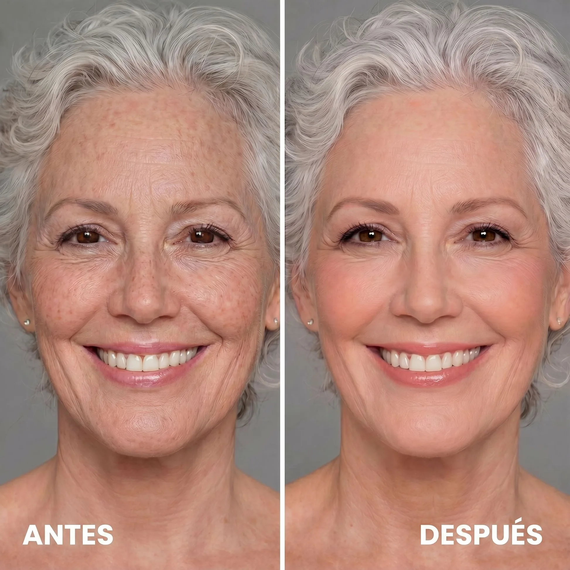 Antes y Después - Mujer pelo plateado