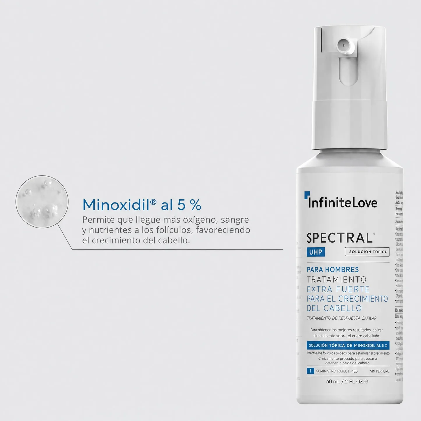 Spectral UHP Tratamiento Fuerza Extra Recrecimiento Capilar Minoxidil 5% Nanosoma Hombre 60ml