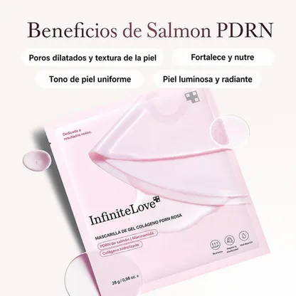 Mascarilla Gel Colageno Rosa PDRN Salmon Hidrogel Cambia de Color Efecto Glass Skin K-Beauty 4 Uds