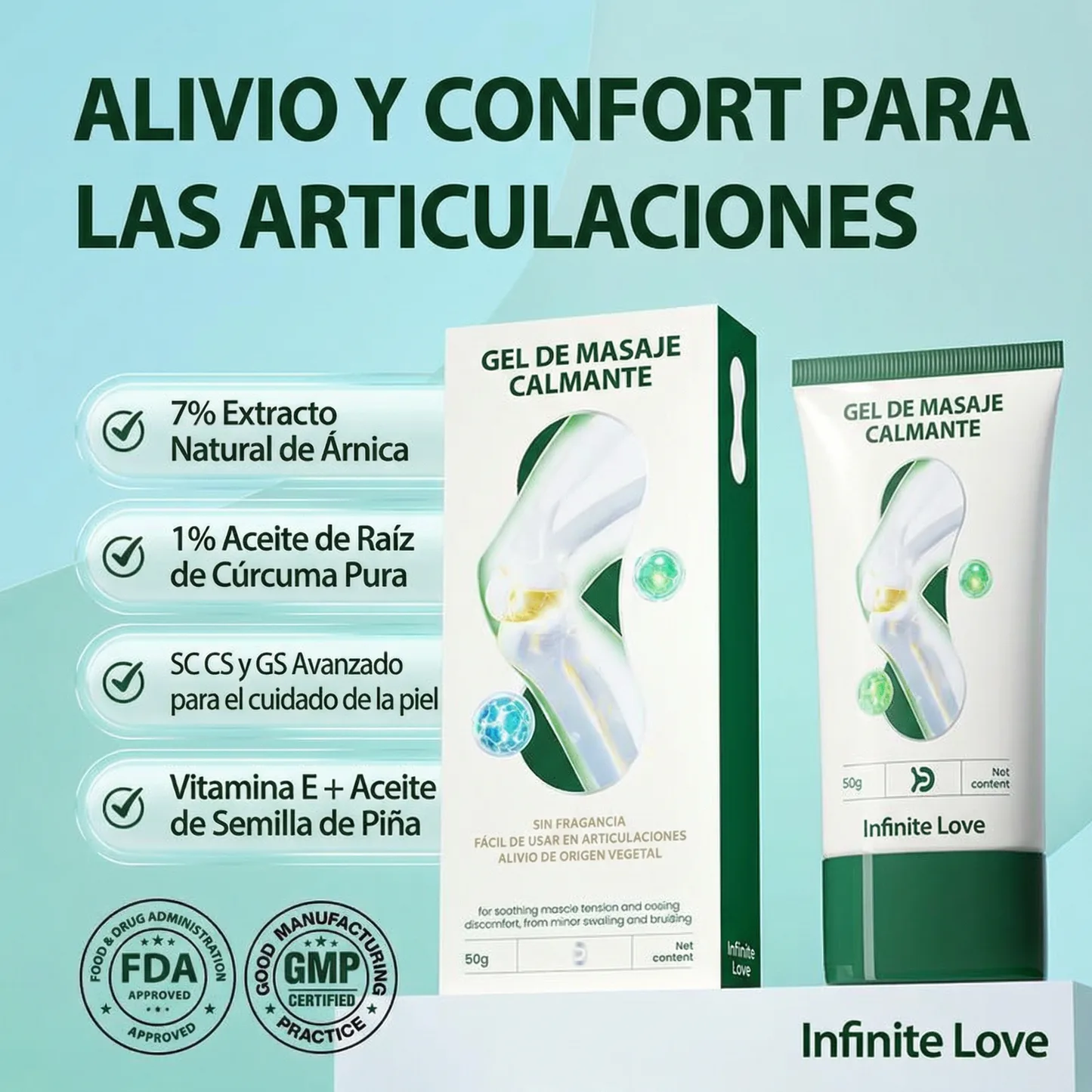 Gel Calmante para Articulaciones 'Dr. Harry 01' con Extracto de Árnica (7%) y Aceite de Cúrcuma