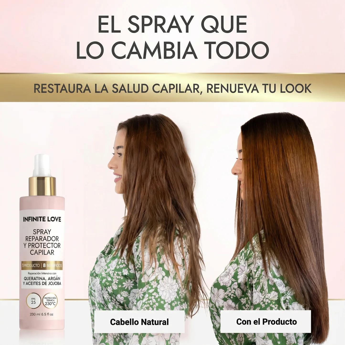 Spray Protector Térmico Capilar 'Ella Bella' 4 en 1 con Keratina y Argán