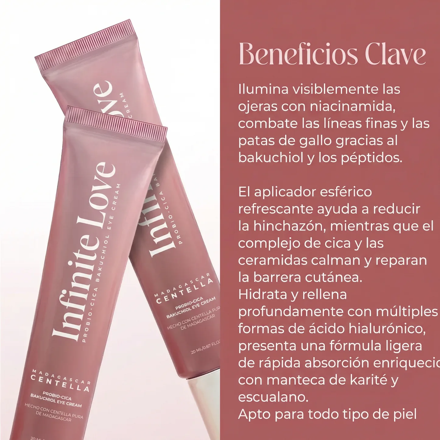 Contorno de Ojos 'Bakuchiol Eye Repair' (Retinol Vegano) con Aplicador de Cerámica Fría para Ojeras, Arrugas y Bolsas