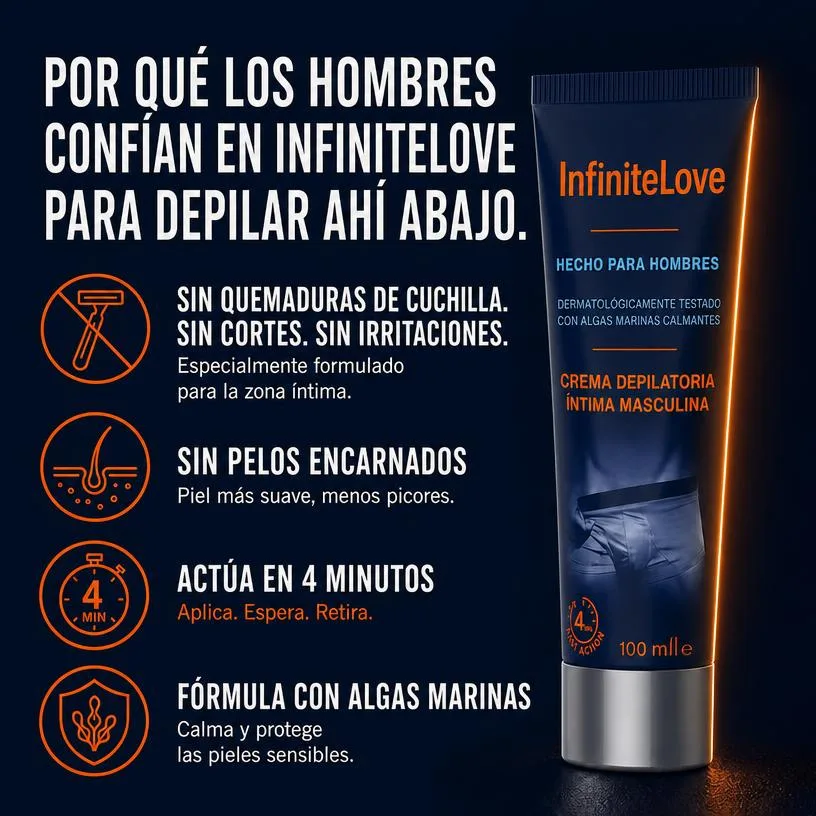 Crema Depilatoria Íntima Hombre Acción Rápida 4 Min Alga Marina Dermatológica 100ml