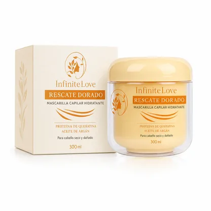 InfiniteLove Rescate Dorado — Mascarilla Capilar con Queratina y Argán 300 ml