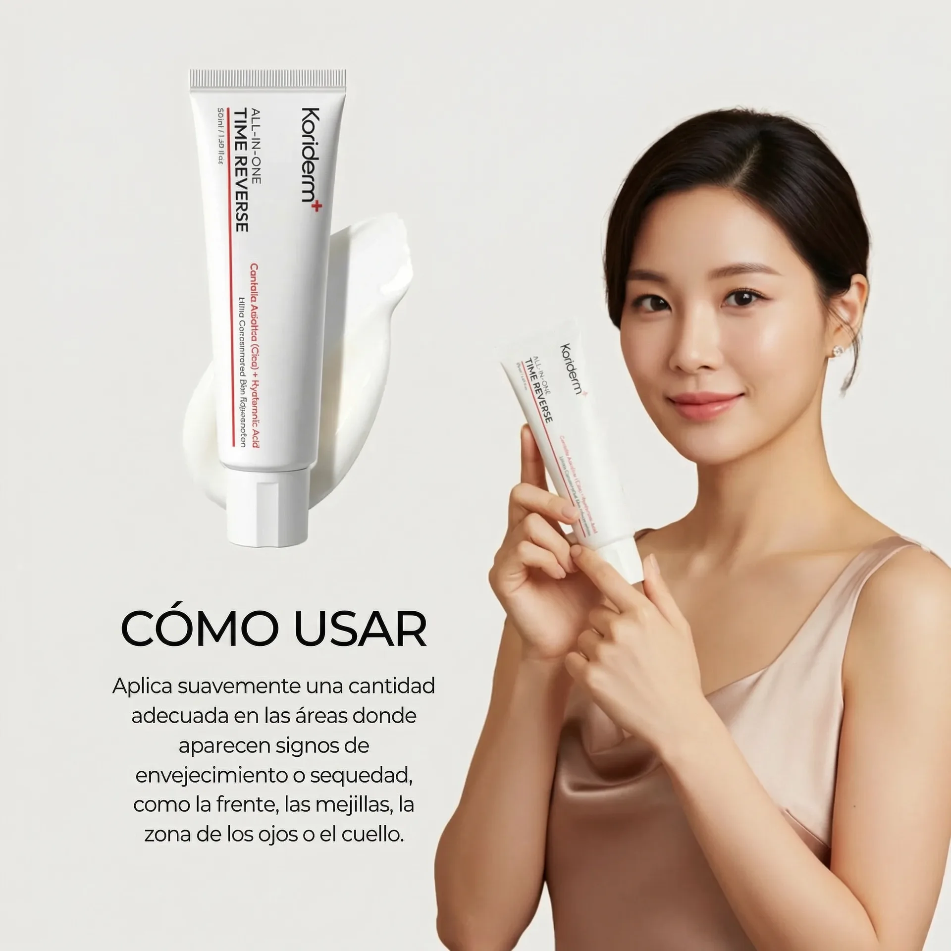Modo de uso de la crema Todo en Uno en rostro y cuello