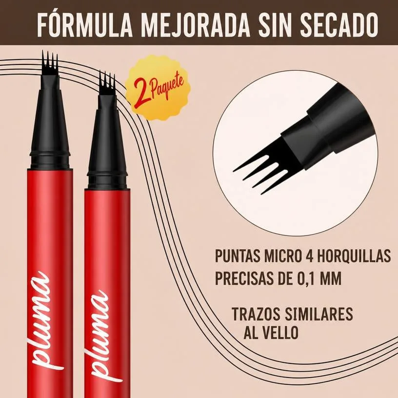 Lápiz de Cejas Micropunta 4 Puntas Resistente al Agua Anti-Manchas 24h Tono Marrón Pack 2 Uds