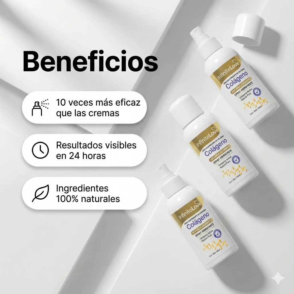 Spray Corporal Reafirmante de Colágeno y Aloe Vera para Piel de 'Papel', Brazos y Flacidez (Absorción 10x Superior a Cremas)