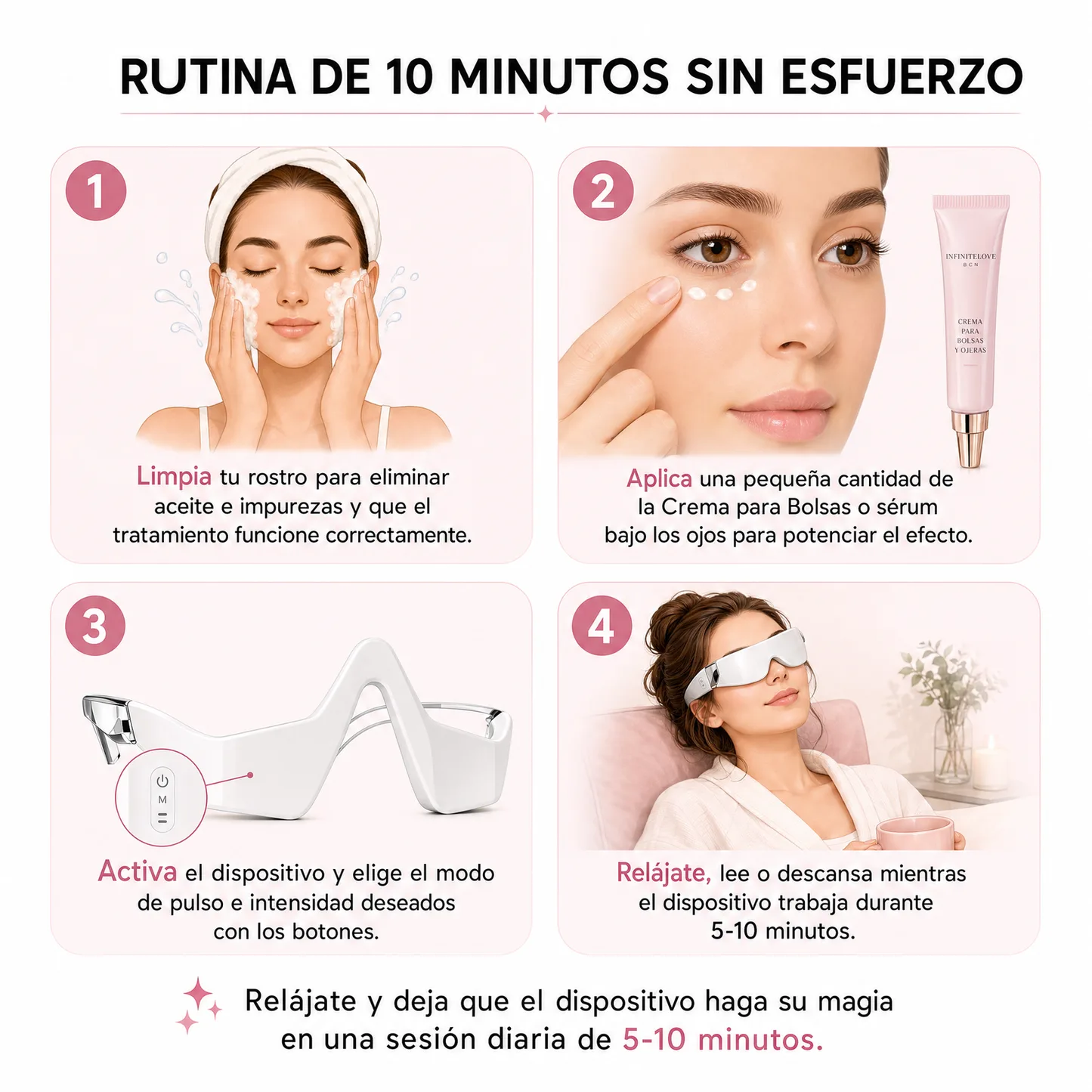 InfiniteEyes® — Terapia de Luz Roja + EMS para Eliminar Bolsas