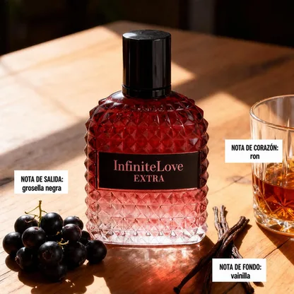 InfiniteLove Extra Eau de Parfum Frutal Floral Ambar Vainilla Grosella Ron Rosa Mujer 100ml